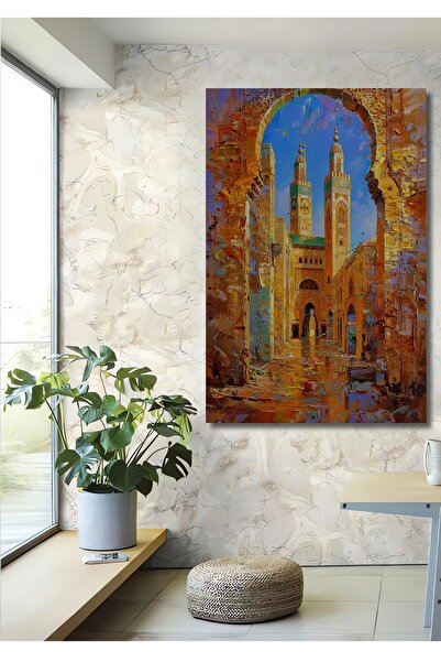 Teona Ahşap Muhteşem Fas Minareli Sıcak Yağlı Boya Görünümlü Dekoratif Ahşap ...