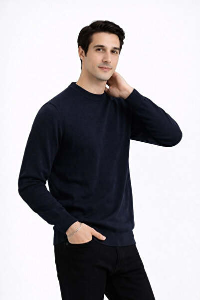 Alfanora Men's Crew Neck Knitwear Sweater Soft Textured Cotton Fine Weaving, ...