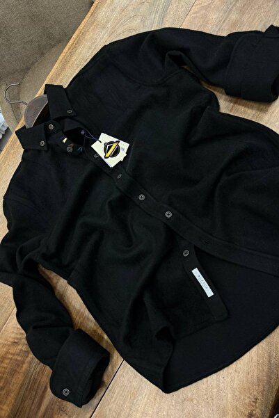 Aura 7 Collection Men's Clothing Woolen Cashmere Shirt - Black