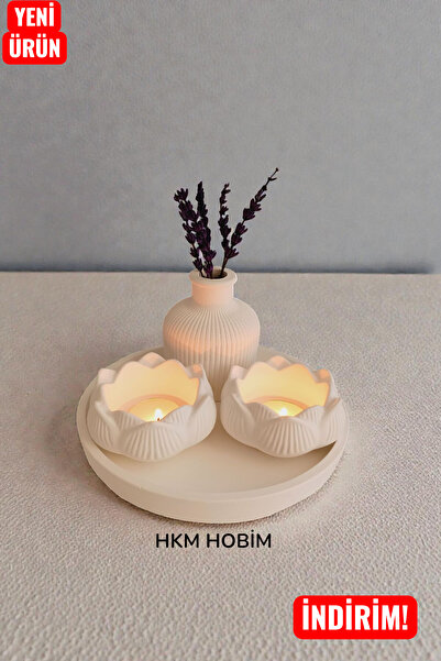 HKM Hobim Modern Lotus Mumluk & Vazo Seti – Mum Dahil