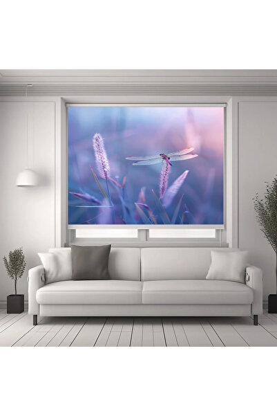 akel collection Baskılı Stor Perde Yusufçuk ve Doğa Desenli Pastel Tonlu Mode...