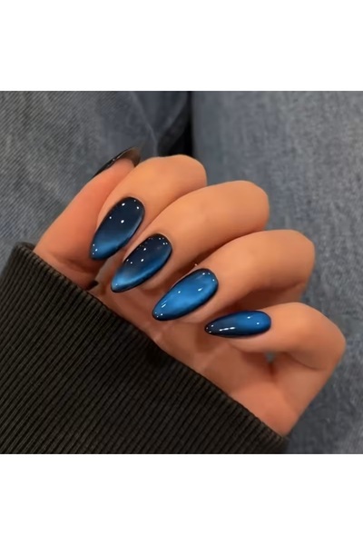 MİNA BEAUTY Kedi Gözü 12'li Takma Tırnak - Cat Eyes Yansımalı, Şık Ve Dayanık...