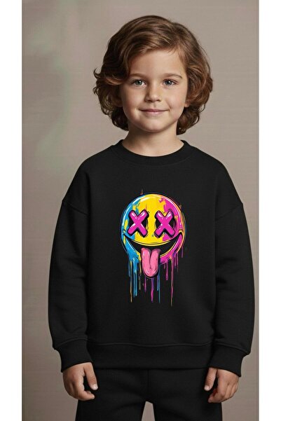 playwear Φούτερ Ομάδας X EMOJI με στάμπα για κορίτσια και αγόρια, με λαιμόκοψ...