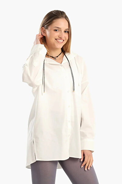 CARINA قميص باكمام طويلة مريح بغطاء للرأس