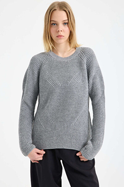 Sementa Reglan Sleeve Sparkly Knit Sweater - Gray