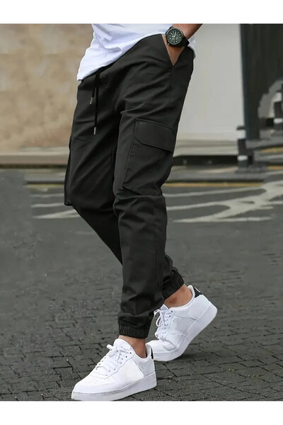 VIKUNYA Pantaloni cargo de calitate din bumbac pentru bărbați, cu buzunare la...