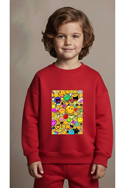 playwear Φούτερ ομάδας με εκτύπωση PHOTO EMOJI για κορίτσια και αγόρια, με λα...