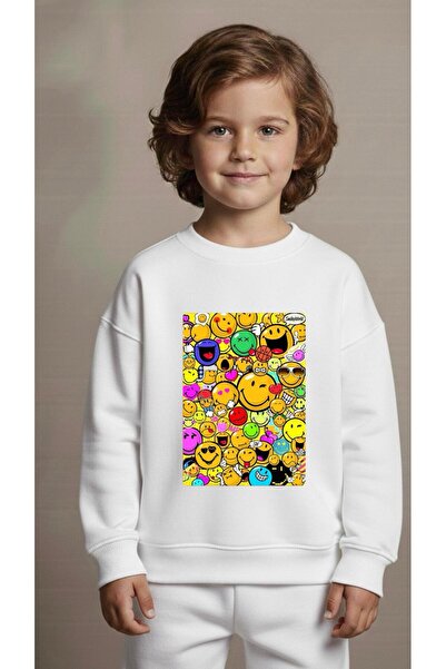 playwear Φούτερ ομάδας με εκτύπωση PHOTO EMOJI για κορίτσια και αγόρια, με λα...