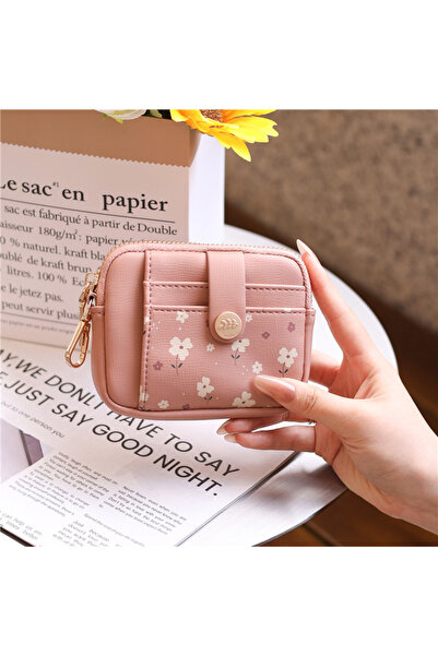 rinkadoll Zarif Çiçek Desenli Fermuarlı Mini Kartlık/Bozuk Para Cüzdanı