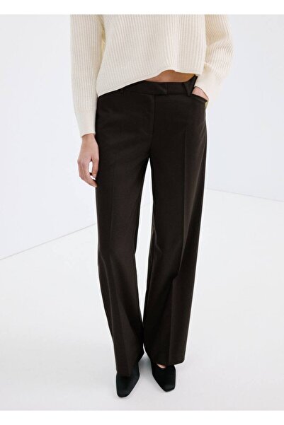 MANGO Woman Orta bel pileli wide leg pantolon