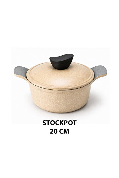 Jewel 20cm Nonstick Stockpot – Beige & Grey Marble Granite Coating, Home & Fa...