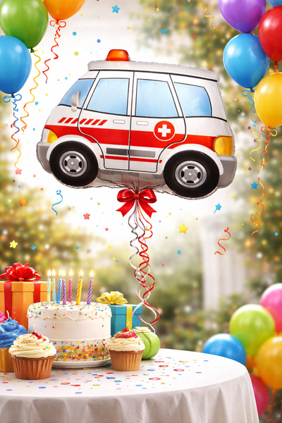 Partifabrik Vehicles Retro Ambulance Foil Balloon