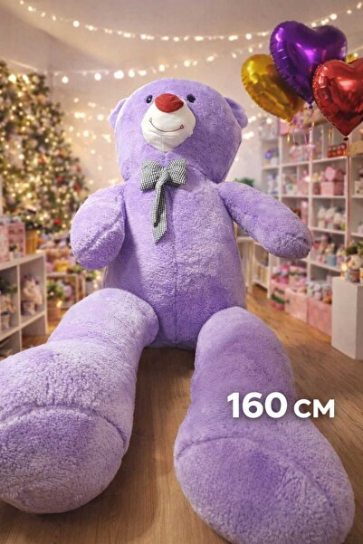 happyevents 160 CM Dev Peluş Ayı – Mor Renk, Yumuşacık, Hediye ve Sürprizler ...