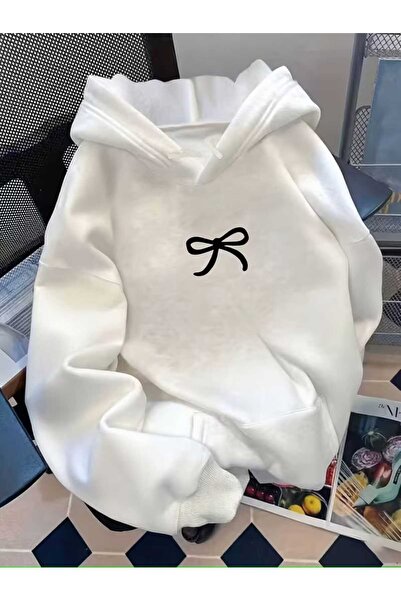 CLASSY.MODA Hanorac cu glugă cu estetică minimalistă cu imprimeu supradimensi...