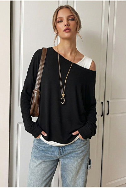 Happiness İstanbul Düşük Omuzlu Atletli Viskon Bluz