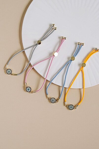 Asleyaccessories zirkon nazarlı renkli İp bileklik