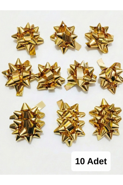 shopExxtra 10 قطع من فيونكة النجمة الذهبية المعدنية (4.5 سم) - ذاتية اللصق