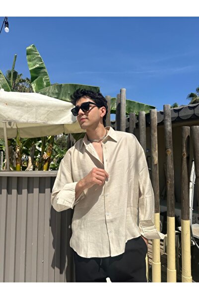 Zincirwear Bej Rengi Sand Vibes Keten Gömlek