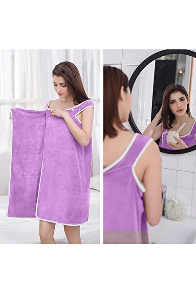 GENERİC 1 Soft and lightweight knee-length spa robe-style bath towel with a p...