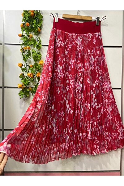 edu collection Patterned Chiffon Bell Skirt with Lining