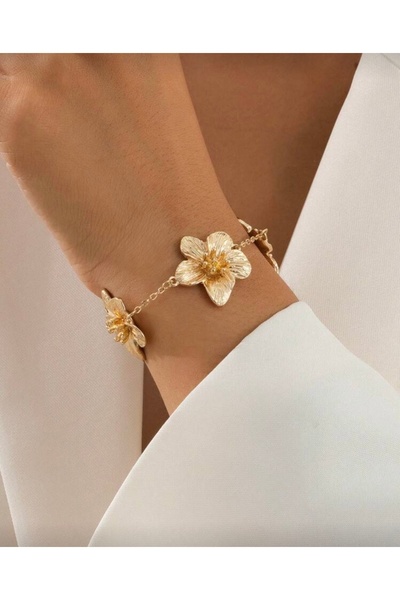 monalisatoka Kadın Gold Çiçekli Bileklik