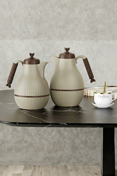 Generic 1 liter and 0.600 ml tea and coffee thermos set