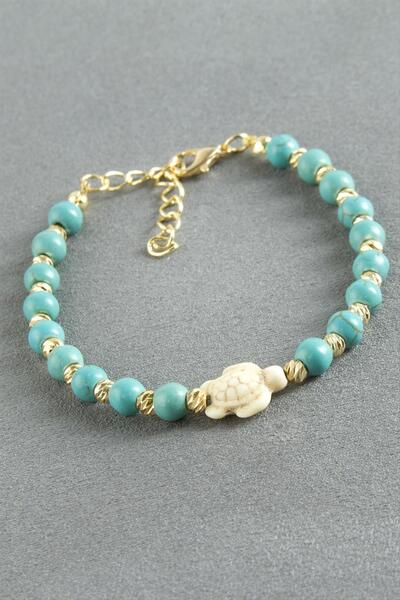 Angel Of Life Elephant Turquoise Stone Beaded Bracelet