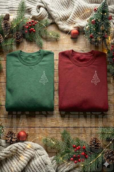Vordevia Unisex Minimal Pine Tree Printed New Year Concept Lover Combination ...
