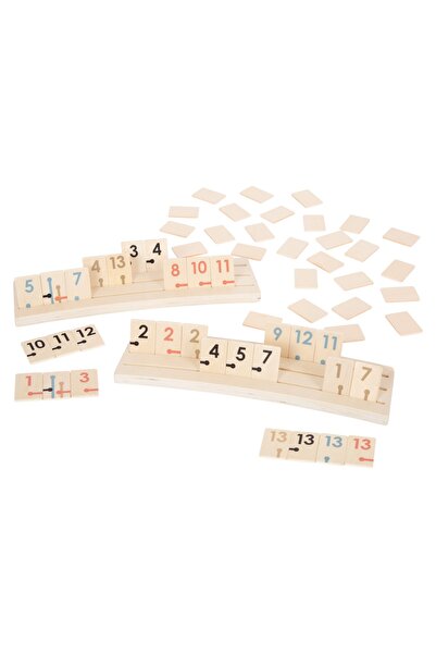 Small Foot Joc de Remi din lemn - Design elegant cu accente aurii și suporturi pop-up