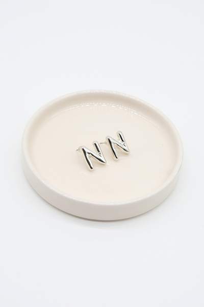 TAKIBOX Balloon Model Silver N Letter Earrings