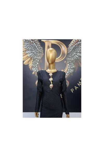 OEM ROCHIE NEAGRA STRASURI ARGINTII GENEVIVE - BLACK, TALIE UNICA