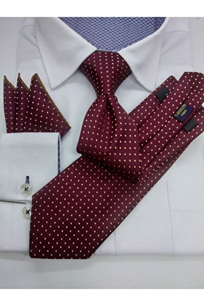 Gutiero Cravată clasică batistă cu model burgundy