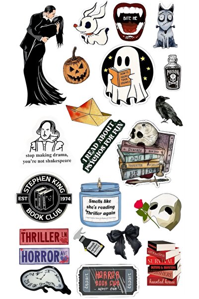 Limitless Design Korku & Gothic Edebiyat Sticker Seti 22x30 cm – Laptop, Deft...