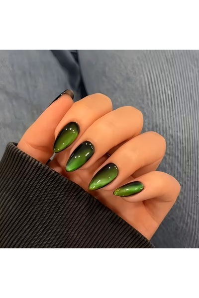 MİNA BEAUTY Kedi Gözü 12'li Takma Tırnak - Cat Eyes Yansımalı, Şık Ve Dayanık...
