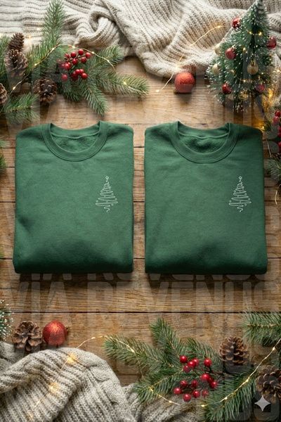 Vordevia Set unisex Minimal Pine Tree cu imprimeu Concept de Anul Nou pentru ...