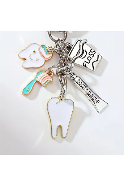 anahtarlık evreni Dental Care Gift, Toothbrush, Silver Color Metal Keychain