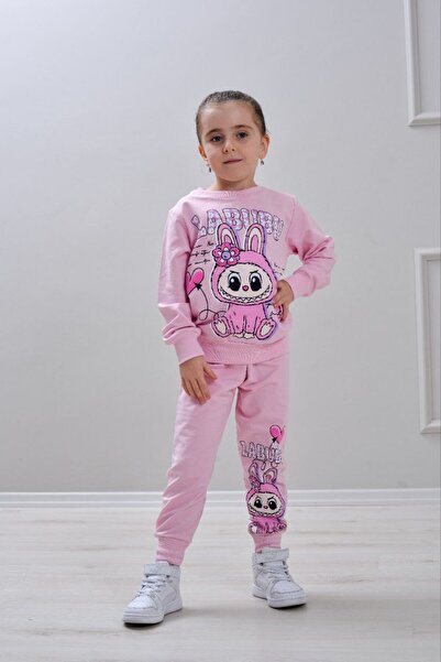 Yağmur Giyim طقم رياضي بناتي من PJK2İ بنمط لابوبو مكون من خيطين 100% قطن للأع...