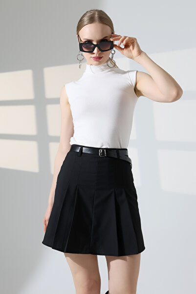 lubiti تنورة سميكة مطوية مع حزام داخلي