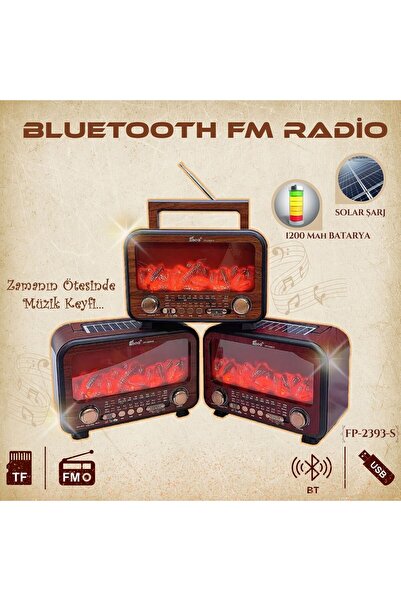 Allians Epe Şömineli Nostaljik Radyo Güneş Enerjili Bluetooth Hoparlör