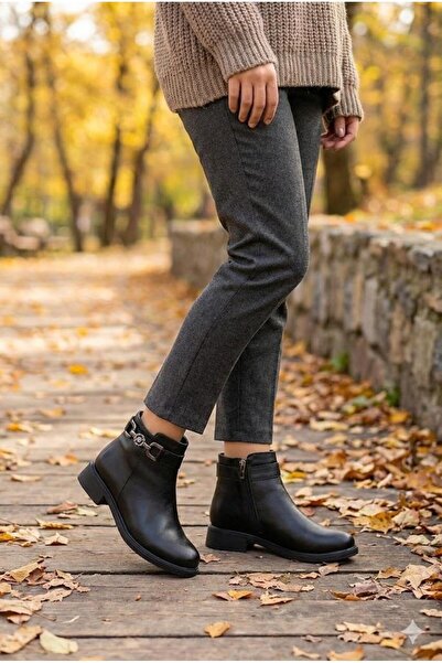 fort 1091 Comfortable Buckle Detailed Non-Slip Sole Warm Lining Women's Boots