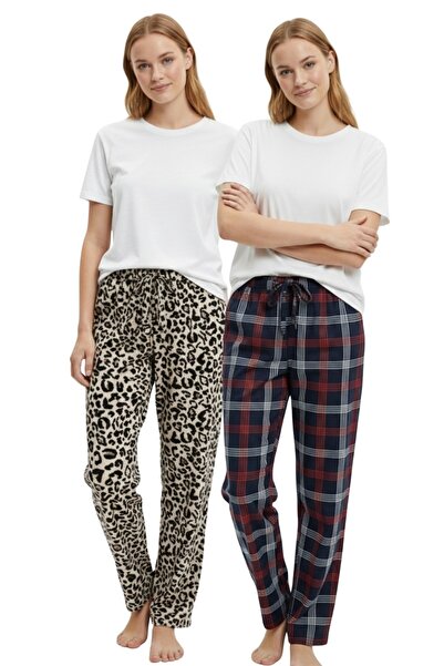 DK İÇ GİYİM Women's Suede Pajama Set with Single Bottom, 2 Pieces