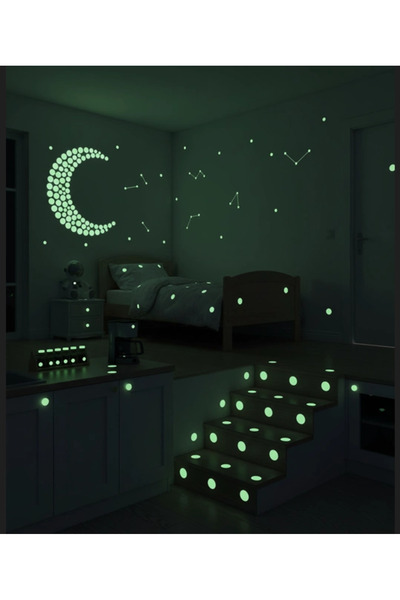 MKBEYKOZ Fosforlu Etiket Karanlıkta Işık Veren Yıldız Tozu Etiketleri