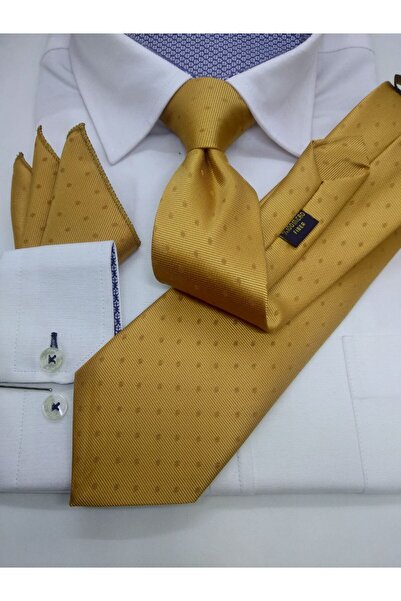 Gutiero Classic Tie with Yellow Patterned Handkerchief
