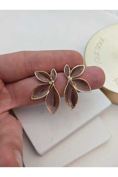 KYOLA DESİGN Brown Iconic Gold Women's Earrings