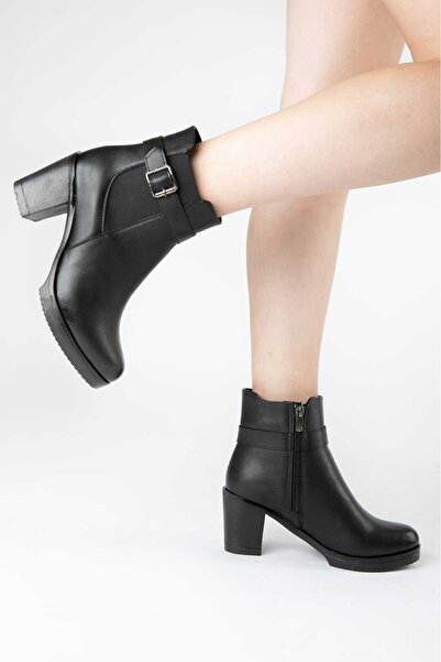 Daloğlu Siyah Tokalı Topuklu Kadın Bot 66-418