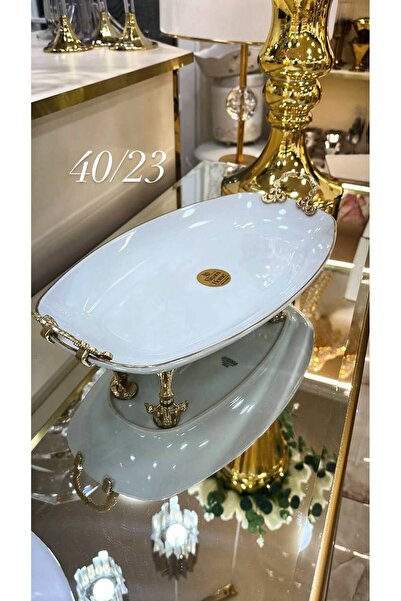 Niyara home Real Gold Plated Gold 40X23Cm Porcelain Serving