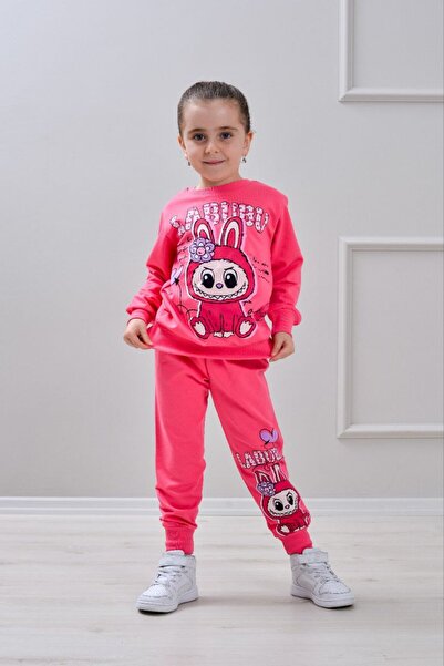 Yağmur Giyim طقم رياضي بناتي من PJK2İ بنمط لابوبو مكون من خيطين 100% قطن للأع...