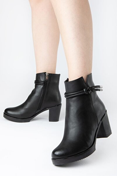 Daloğlu حذاء نسائي بكعب عالٍ وعقدة سوداء 66-419