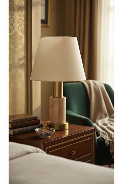 Montdekor EL YAPIMI MERMER TAŞLI BRONZ DESENLİ ABAJUR (50 cm yükseklik)