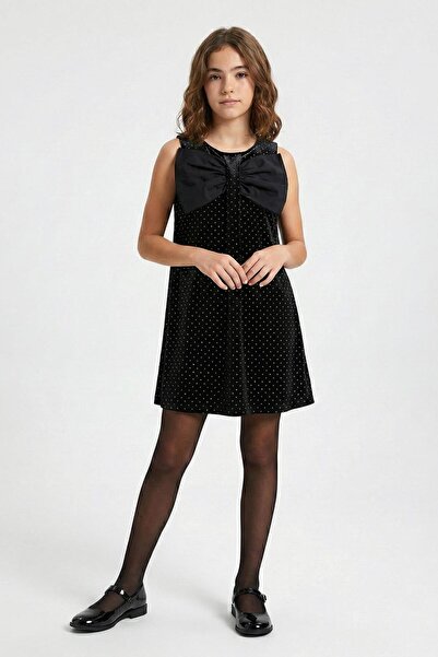 DMB BOYS & GIRLS Rochie din catifea cu strasuri pentru fete Dmb 8-12 Negru